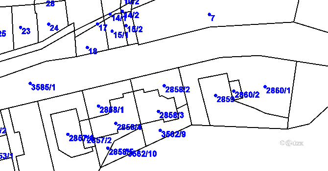 Parcela st. 2858/2 v KÚ Řečkovice, Katastrální mapa