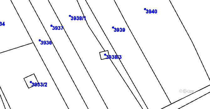 Parcela st. 3938/3 v KÚ Řečkovice, Katastrální mapa