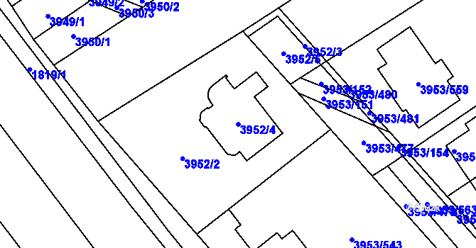 Parcela st. 3952/4 v KÚ Řečkovice, Katastrální mapa