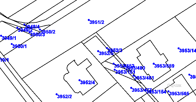 Parcela st. 3952/5 v KÚ Řečkovice, Katastrální mapa