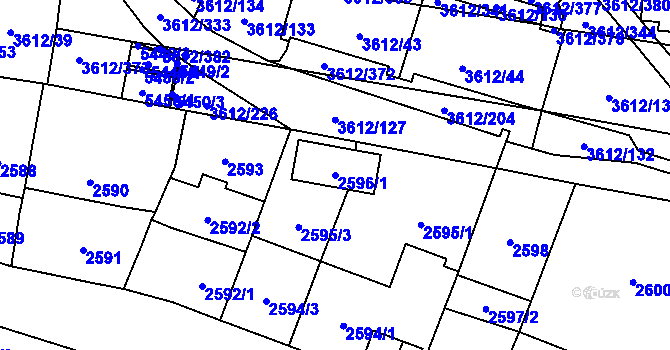 Parcela st. 2596/1 v KÚ Řečkovice, Katastrální mapa