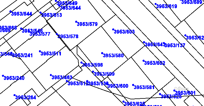 Parcela st. 3953/580 v KÚ Řečkovice, Katastrální mapa