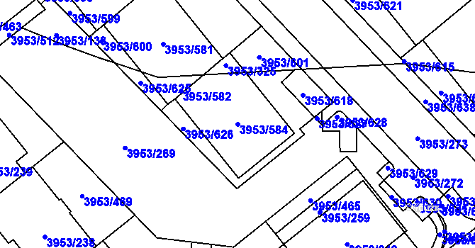 Parcela st. 3953/584 v KÚ Řečkovice, Katastrální mapa