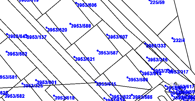 Parcela st. 3953/587 v KÚ Řečkovice, Katastrální mapa
