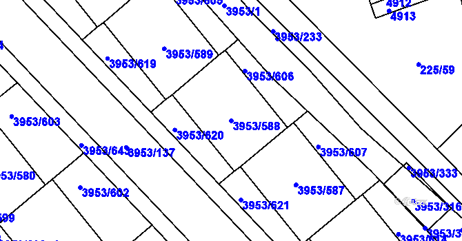 Parcela st. 3953/588 v KÚ Řečkovice, Katastrální mapa