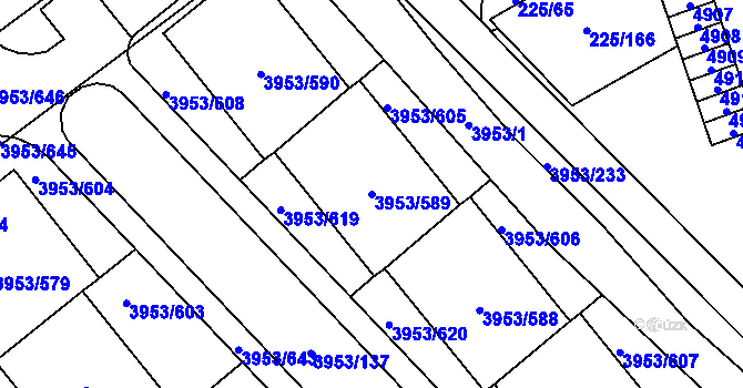 Parcela st. 3953/589 v KÚ Řečkovice, Katastrální mapa