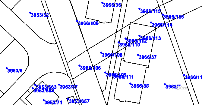 Parcela st. 3966/108 v KÚ Řečkovice, Katastrální mapa