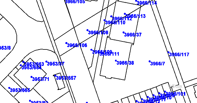 Parcela st. 3966/111 v KÚ Řečkovice, Katastrální mapa