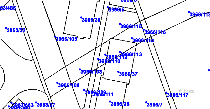 Parcela st. 3966/112 v KÚ Řečkovice, Katastrální mapa
