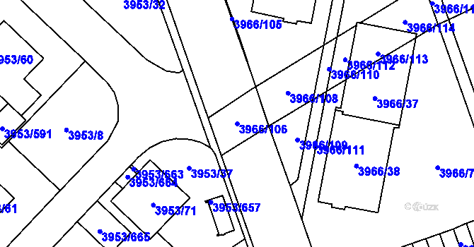 Parcela st. 3966/106 v KÚ Řečkovice, Katastrální mapa
