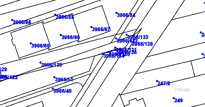 Parcela st. 3966/134 v KÚ Řečkovice, Katastrální mapa