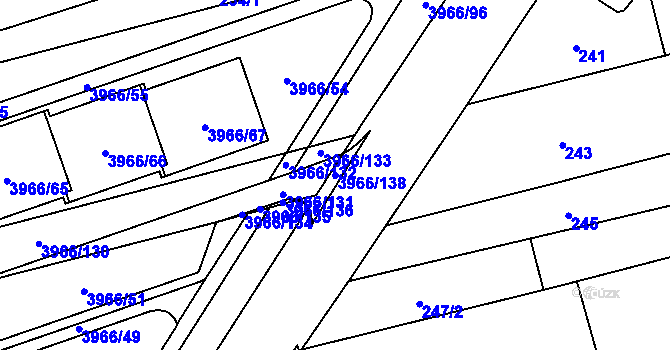 Parcela st. 3966/138 v KÚ Řečkovice, Katastrální mapa