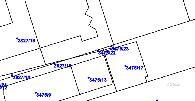 Parcela st. 3475/22 v KÚ Řečkovice, Katastrální mapa