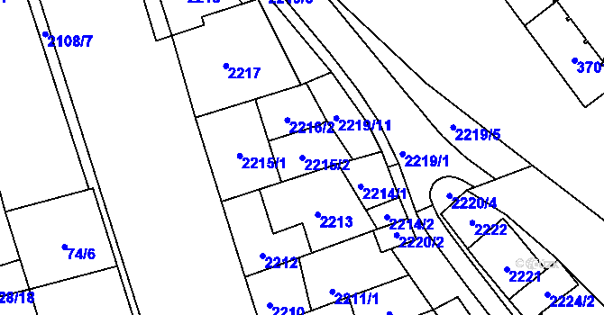 Parcela st. 2215/2 v KÚ Řečkovice, Katastrální mapa