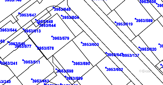 Parcela st. 3953/603 v KÚ Řečkovice, Katastrální mapa
