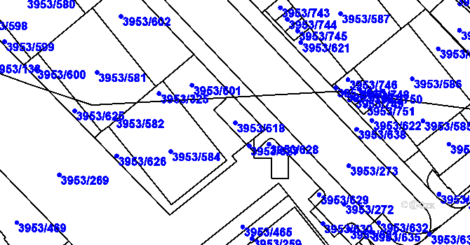 Parcela st. 3953/618 v KÚ Řečkovice, Katastrální mapa