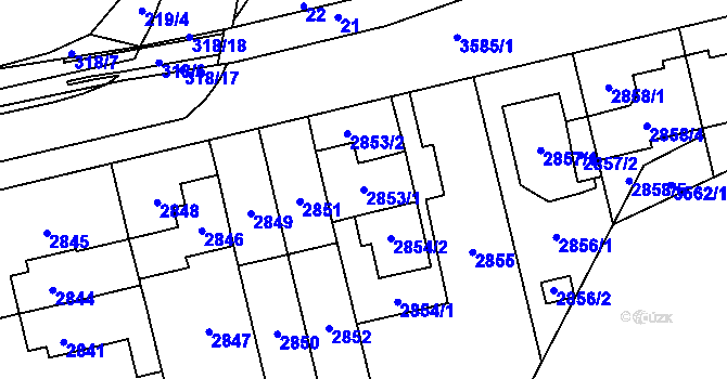 Parcela st. 2853/1 v KÚ Řečkovice, Katastrální mapa