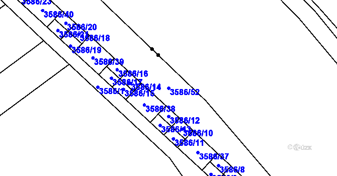 Parcela st. 3586/52 v KÚ Řečkovice, Katastrální mapa