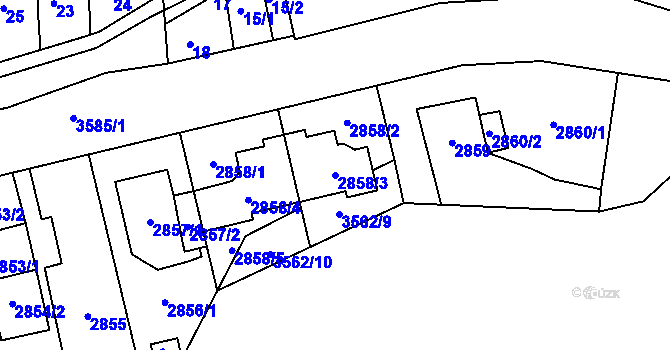 Parcela st. 2858/3 v KÚ Řečkovice, Katastrální mapa