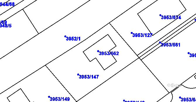 Parcela st. 3953/662 v KÚ Řečkovice, Katastrální mapa