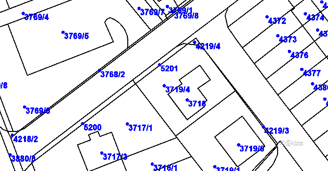 Parcela st. 3719/4 v KÚ Řečkovice, Katastrální mapa