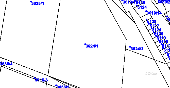 Parcela st. 3624/1 v KÚ Řečkovice, Katastrální mapa