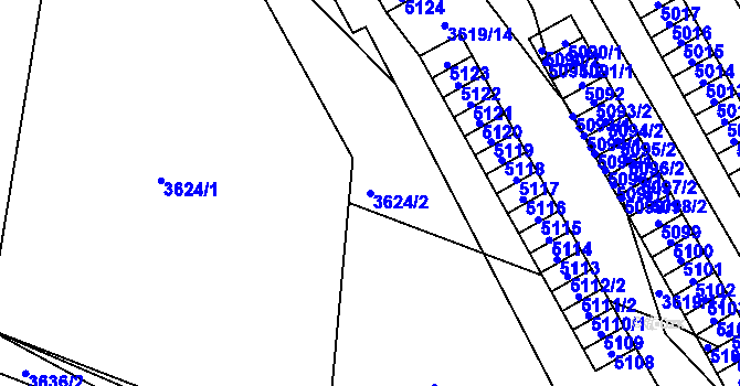 Parcela st. 3624/2 v KÚ Řečkovice, Katastrální mapa