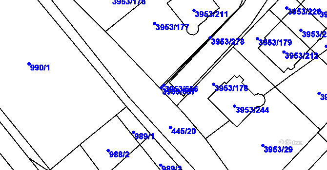 Parcela st. 3953/666 v KÚ Řečkovice, Katastrální mapa