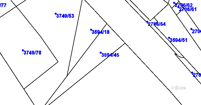 Parcela st. 3594/45 v KÚ Řečkovice, Katastrální mapa