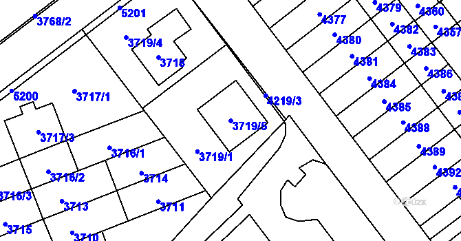Parcela st. 3719/5 v KÚ Řečkovice, Katastrální mapa