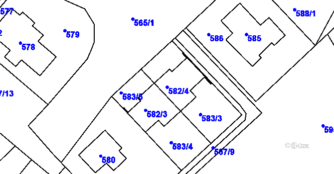 Parcela st. 582/4 v KÚ Řečkovice, Katastrální mapa
