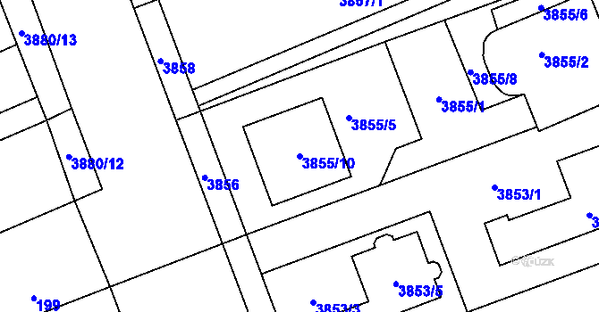 Parcela st. 3855/10 v KÚ Řečkovice, Katastrální mapa