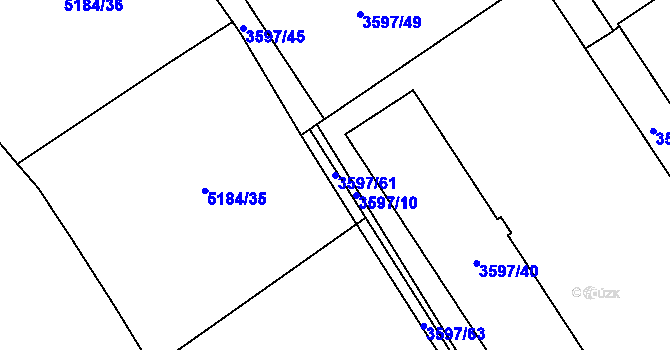 Parcela st. 3597/61 v KÚ Řečkovice, Katastrální mapa