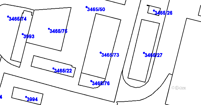 Parcela st. 3465/73 v KÚ Řečkovice, Katastrální mapa