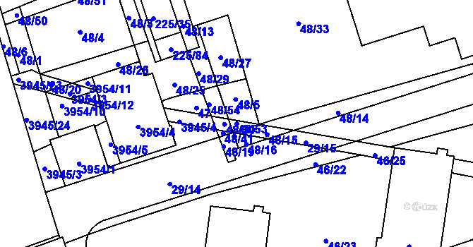 Parcela st. 48/53 v KÚ Řečkovice, Katastrální mapa