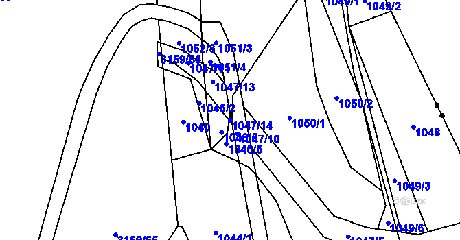 Parcela st. 1047/14 v KÚ Řečkovice, Katastrální mapa