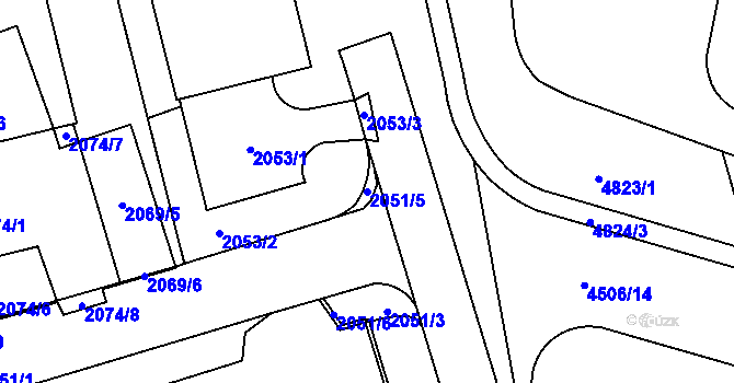 Parcela st. 2051/5 v KÚ Řečkovice, Katastrální mapa