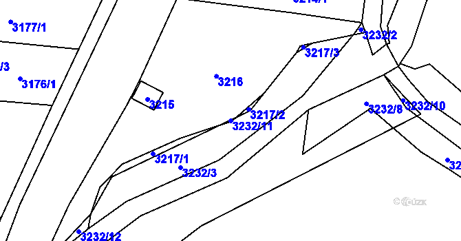 Parcela st. 3232/11 v KÚ Řečkovice, Katastrální mapa