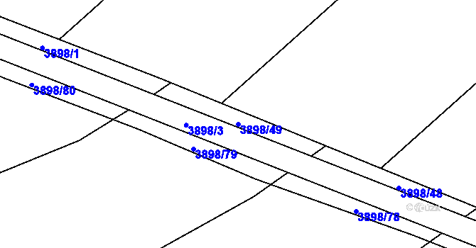 Parcela st. 3898/49 v KÚ Řečkovice, Katastrální mapa