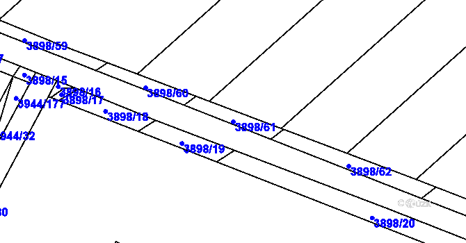 Parcela st. 3898/61 v KÚ Řečkovice, Katastrální mapa