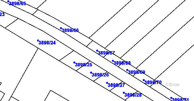 Parcela st. 3898/67 v KÚ Řečkovice, Katastrální mapa