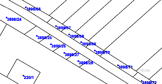 Parcela st. 3898/69 v KÚ Řečkovice, Katastrální mapa