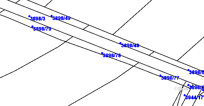 Parcela st. 3898/78 v KÚ Řečkovice, Katastrální mapa