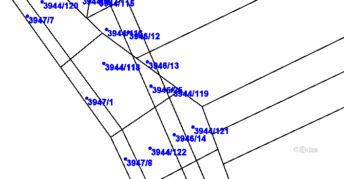Parcela st. 3944/119 v KÚ Řečkovice, Katastrální mapa