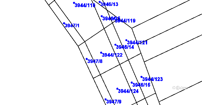 Parcela st. 3944/122 v KÚ Řečkovice, Katastrální mapa