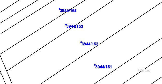 Parcela st. 3944/152 v KÚ Řečkovice, Katastrální mapa