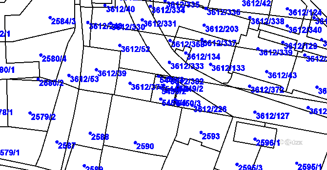 Parcela st. 5449/1 v KÚ Řečkovice, Katastrální mapa