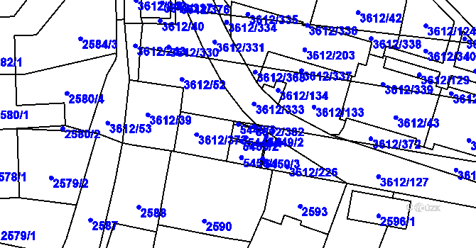 Parcela st. 5449/3 v KÚ Řečkovice, Katastrální mapa