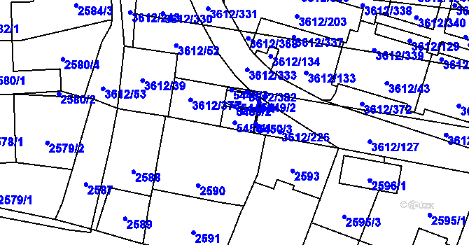 Parcela st. 5450/1 v KÚ Řečkovice, Katastrální mapa