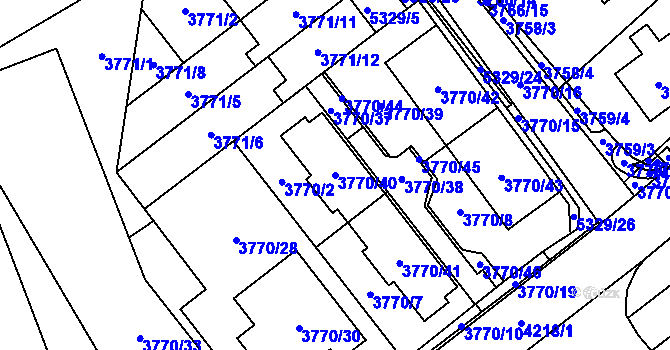 Parcela st. 3770/40 v KÚ Řečkovice, Katastrální mapa